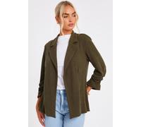 Quiz Women's Khaki Textured Ruched Sleeve Blazer | Size: 10 Quiz Khaki 10