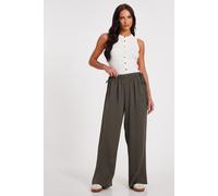 Quiz Women's Khaki Tie Waist Palazzo Trousers | Size: 20 Quiz Khaki 20