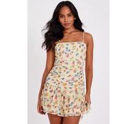 Quiz Women's Lemon Floral Mini Dress | Size: 10 Quiz Lemon 10