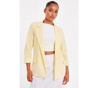 Quiz Women's Lemon Petite Ruched Sleeve Blazer | Size: 14 Quiz Lemon 14