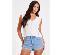 Quiz Women's Light Blue Denim Embellished Shorts | Size: 8 Quiz Light Blue 8