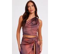 Quiz Women's Multi One Shoulder Printed Crop Top | Size: 4 Quiz Multicolor 4