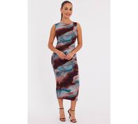 Quiz Women's Multi Petite Mesh Printed Midaxi Dress | Size: 14 Quiz Multicolor 14