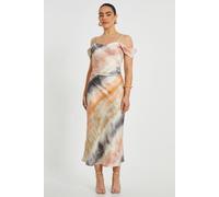 Multi Petite Satin Marble Print Midaxi Dress Quiz Multi 12