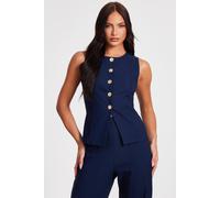 Navy Pinstripe Button Front Waistcoat Quiz Navy 4