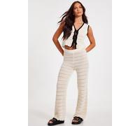 Quiz Women's Off White Light Knit Trousers in Cream | Size: Large Quiz Cream L