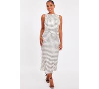 Off White Petite Satin Polka Dot Midaxi Dress Quiz Off White 8