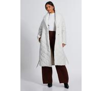 Quiz Women's Off White Quilted Long Line Coat in Cream | Size: 12 Quiz Cream 12