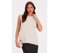 Quiz Women's Off White Sequin Embellished Knitted Vest in Cream | Size: Medium Quiz Cream M