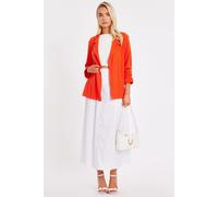 Quiz Women's Orange Textured Ruched Sleeve Blazer | Size: 12 Quiz Orange 12