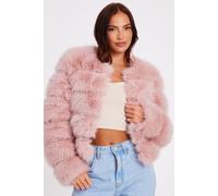 Quiz Women's Pale Pink Faux Fur Jacket | Size: 14 Quiz Pale Pink 14