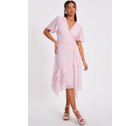 Pale Pink Petite Textured Chiffon Midi Dress Quiz Pale Pink 10