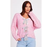 Quiz Women's Pink Sequin Bow Jumper | Size: Small Quiz Pink S