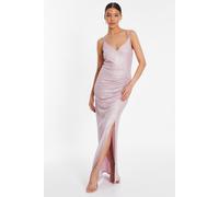 Quiz Women's Pink Shimmer Ruched Maxi Dress | Size: 16 Quiz Pink 16
