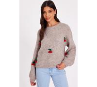 Quiz Women's Stone Cherry Knit Jumper | Size: Large Quiz Stone L