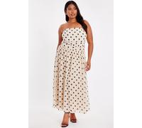 Stone Curve Chiffon Polka Dot Midi Dress Quiz Stone 18