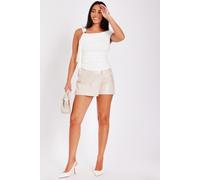 Quiz Women's Stone Faux Leather Skort | Size: 8 Quiz Stone 8