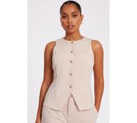 Quiz Women's Stone Petite Button Front Waistcoat | Size: 10 Quiz Stone 10