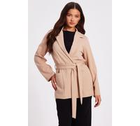 Quiz Women's Stone Petite Tie Waist Blazer | Size: 16 Quiz Stone 16