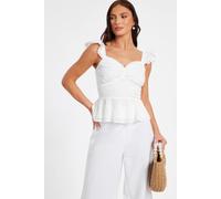 Quiz Women's White Embroidered Peplum Top | Size: 10 Quiz White 10