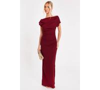 Quiz Women's Wine Asymmetric Ruched Maxi Dress | Size: 10 Quiz Wine 10