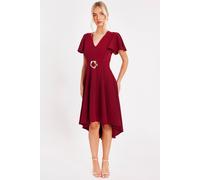 Quiz Women's Wine Dip Hem Midi Dress | Size: 10 Quiz Wine 10
