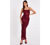 Quiz Women's Wine Floral Applique Midaxi Dress | Size: 16 Quiz Wine 16