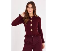 Quiz Women's Wine Frill Hem Cardigan | Size: Large Quiz Wine L