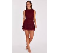 Quiz Women's Wine Glitter Mesh Frill Mini Dress | Size: 4 Quiz Wine 4