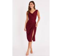 Quiz Women's Wine Glitter Mesh Midaxi Dress | Size: 6 Quiz Wine 6
