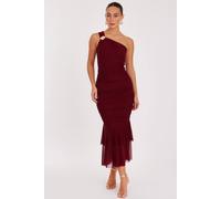 Quiz Women's Wine Mesh One Shoulder Midaxi Dress | Size: 8 Quiz Wine 8