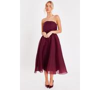 Quiz Women's Wine Organza Midi Skater Dress | Size: 16 Quiz Wine 16