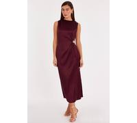 Quiz Women's Wine Satin Buckle Side Midaxi Dress | Size: 10 Quiz Wine 10