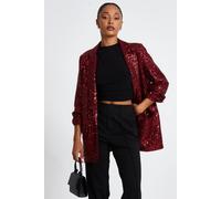 Quiz Women's Wine Sequin Ruched Blazer | Size: 8 Quiz Wine 8