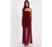 Quiz Women's Wine Strapless Mesh Hem Maxi Dress | Size: 16 Quiz Wine 16