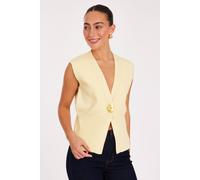 Quiz Women's Yellow Button Sleeveless Cardigan | Size: Large Quiz Yellow L
