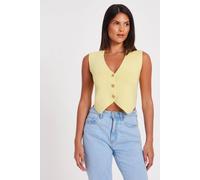 Quiz Women's Yellow Knitted Button Front Waistcoat | Size: Large Quiz Yellow L