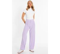 Quiz Women's Yellow Linen Palazzo Trousers in Purple | Size: 14 Quiz Purple 14