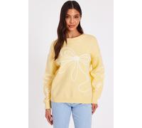 Quiz Women's Yellow Stitch Bow Jumper | Size: Small Quiz Yellow S