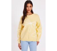 Quiz Women's Yellow Stitch Bow Jumper | Size: Large Quiz Yellow L