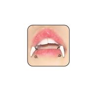 Quizzhe 1Pc Fake Wolf Teeth Non Piercing Labret for Women Man Non-Piercing Lip Cuff Jewelry Fashion Trend Personalized Lower Labret Fangs Halloween Cosplay C-Shape Fake Lip Ring, 1.2*10mm, Stainless