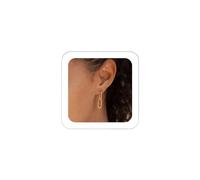 Quizzhe Dainty Paperclip Link Earrings Silver Chunky Chain Link Earrings Simple Convertible Link Huggie Earrings Statement Square Hoop Drop Dangle Earrings Prom Jewelry for Women, Universal, Zinc, No