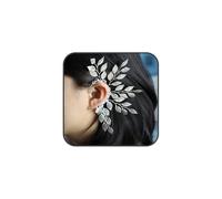 Quizzhe Handmade Leaf Elf Ear Cuffs Earrings Fairy Flower Single Left Earrings Crawler Earrings Vintage Leaf Wing Ear Clip No Piercing Prom Bride Wedding Jewelry Gifts for Women, normal, Zinc, crystal