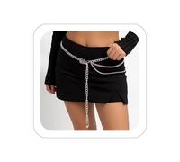 Quizzhe Multi-layered Body Chain Silver Punk Chain Belts for Women Fashion Adjustable Metal Waist Durable Pendant Belly Chain Sexy Long Tassel Jewelry Body Chain for Women