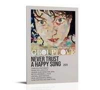 QUJIAOFUMEISUU Never Trust A Happy Song by GROUPLOVE Poster Aesthetic Canvas Print Room Aesthetic Wall Art 12x18inch(30x45cm) Frame-Never Trust A Happy Song by GROUPLOVE