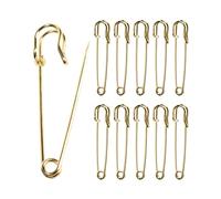 QUJUFIND 10 Pack 3 inch Stainless Steel Large Safety Pins, for Clothes Leather Canvas Blankets Crafts Skirts Kilts, Extra Large Heavy Duty Safety Pins - Gold