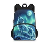 QUJUFOZY Animal Wolf Backpack for School Kids Boys 8-12 Book Bag Small Casual Daypack Preschool Kindergarten Schoolbags Wolf Moon Print School Backpack for Little Kids Toddler