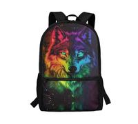QUJUFOZY Animal Wolf Backpack for School Kids Boys Girls 8-12,Art Wolf Print School Bag for Boys Little Kids Back To School Bookbag Animal Printed Personalised Daypack Casual Travel Rucksack
