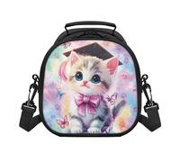 QUJUFOZY Cute Cat Lunch Box for School Boys Girls Animal 3D Pattern Back to School Lunch Bag Polyester Durable Insulated Reusable Lunch Box Bag Easy to Carry Built to Last Crossbody Bags