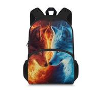 QUJUFOZY Little Kids School Backpack Flame Wolf Bookbag for School Boys Schoolbags Animal Wolf Print Backpack School Daypack for Kindergarten Preschool Children Travel Rucksack